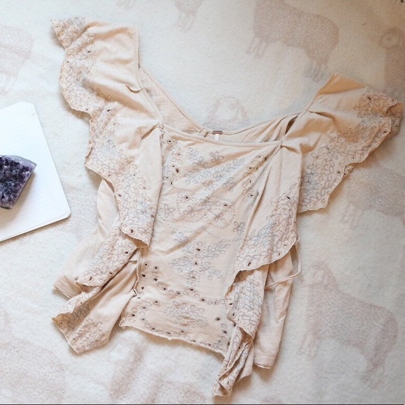 Free People Tops - Free People | Cream Eyelet Open Backed Top